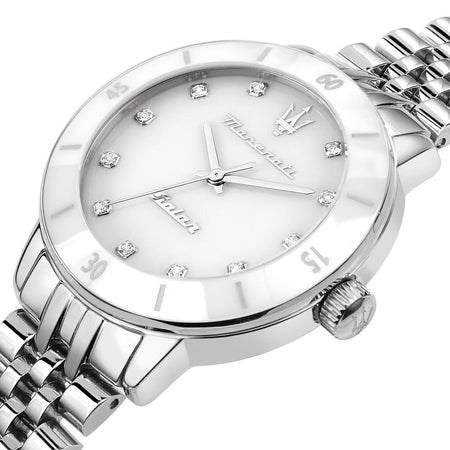 Orologio MASERATI donna Successo Solar acciaio / bianco