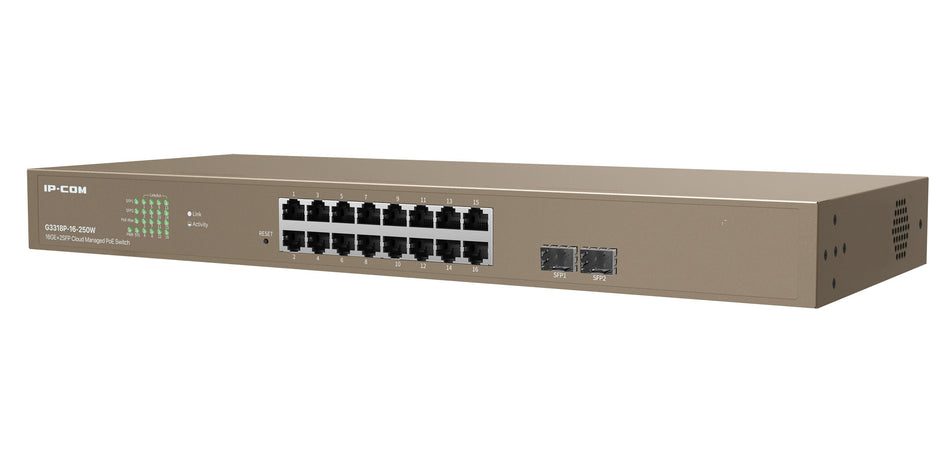 Switch PoE Cloud Managed 16GE+2SFP, G3318P-16-250W