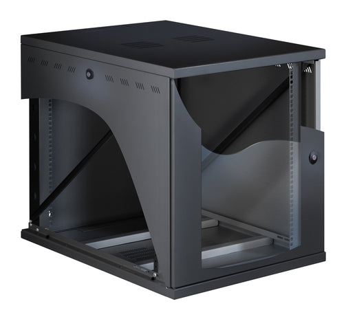 Armadio Rack 19'' a Muro 22U P 800mm L 600mm Porta Vetro Nero