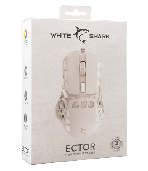 Mouse Ottico Gaming LED RGB con Cavo USB 7200 dpi Bianco, ECTOR