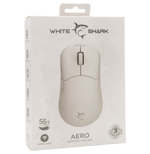 Mouse Ottico Gaming Wireless USB-C&trade 6400 dpi Bianco, AERO