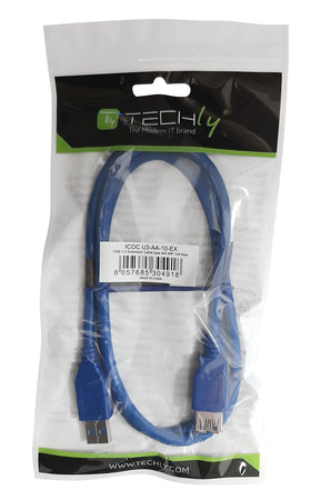 Cavo Prolunga USB 3.2 Superspeed A maschio/A femmina 0,5m Blu