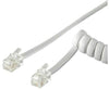 Cavo telefonico spiralato per cornetta 2mt RJ10 4P4C Bianco