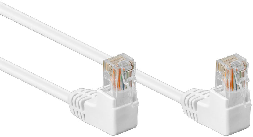 Cavo di rete Patch Angolato 90&deg CCA Cat. 5e Bianco UTP 3 m