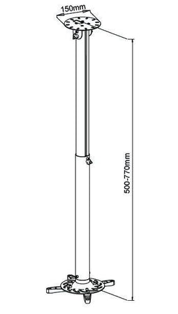 Supporto a soffitto professionale per proiettori estensione 50-77 cm