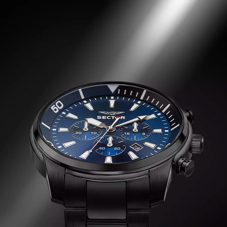 Orologio Sector Oversize crono acciaio nero / blu - 48 mm