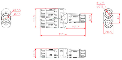Connettore Adattatore Cat.6 RJ45 1F/2F Configurazione 1:1 Impermeabile IP68