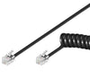 Cavo telefonico spiralato per cornetta 2mt RJ10 4P4C Nero