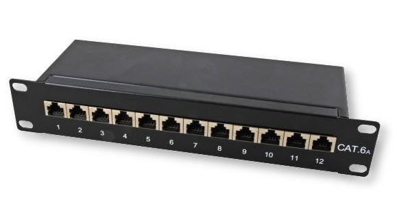 Pannello Patch per Rack 10'' 12p STP Cat.6A Nero