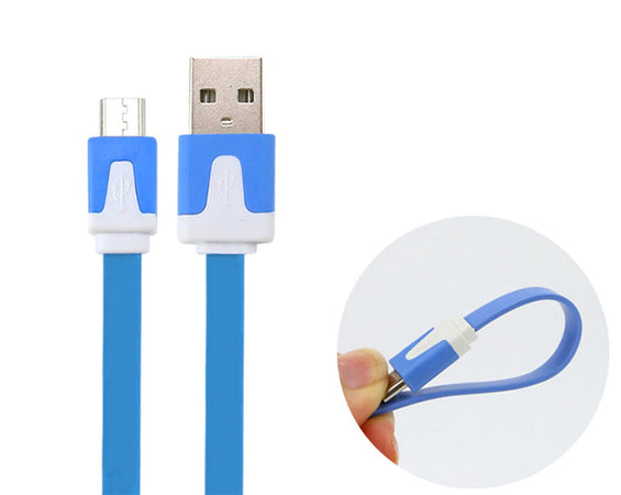 Cavo Flat USB AM a Micro USB M Azzurro 1m