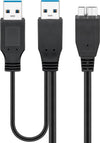 Cavo USB 3.2 SuperSpeed ad Y 2x A M / Micro B M 0,3 m Nero