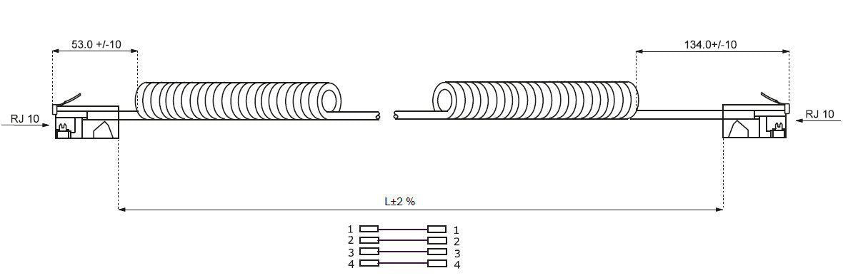 Cavo telefonico spiralato 4 mt RJ10 4P4C Bianco