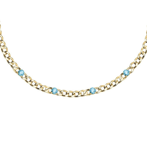 Collana MORELLATO donna Poetica acciaio dorato / cristalli blu
