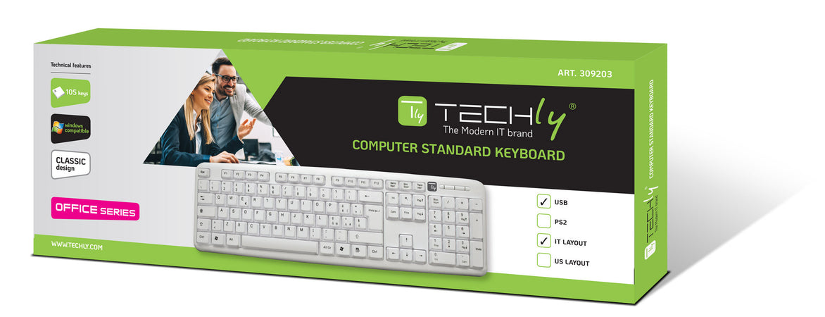 Tastiera 105 tasti USB Standard, colore Bianco