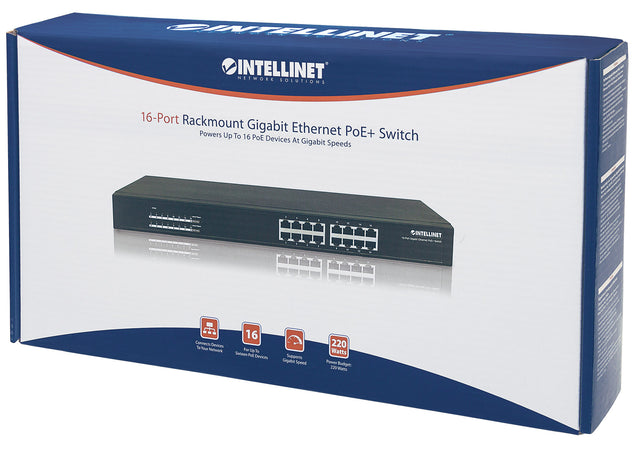Switch Gigabit 16 Porte Ethernet PoE+ Nero