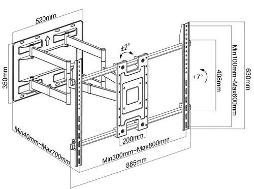 Supporto a Muro per TV LED LCD 55-100'' Full-Motion