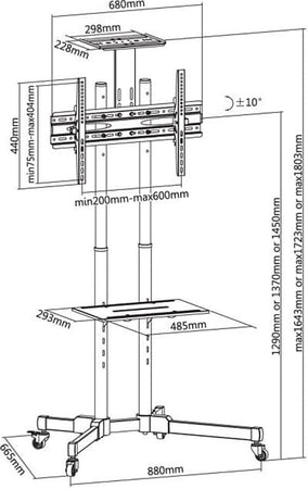 Trolley da Pavimento con Mensola per TV LCD/LED/Plasma 37-70''
