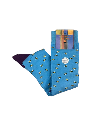 Calze lunghe uomo Gallo - Fantasia piccole api - azzurro/viola