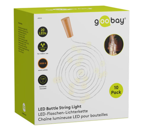 10 Strip da 20 LED Bianco Caldo per Bottiglie