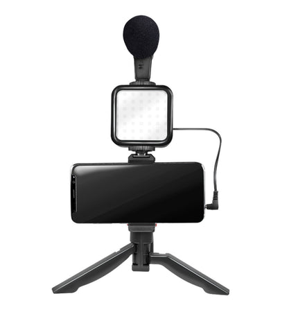 Kit Vlogger Treppiede per Smartphone 4,7''–7'' con Luce LED e Microfono Direzionale