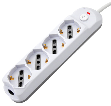 Presa Multipla a 4 Posti Italiana Bipasso/Schuko Spina 10A