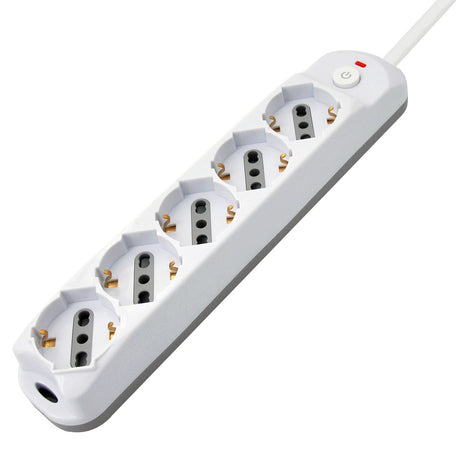 Presa Multipla a 5 Posti Italiana Bipasso/Schuko Spina 16A