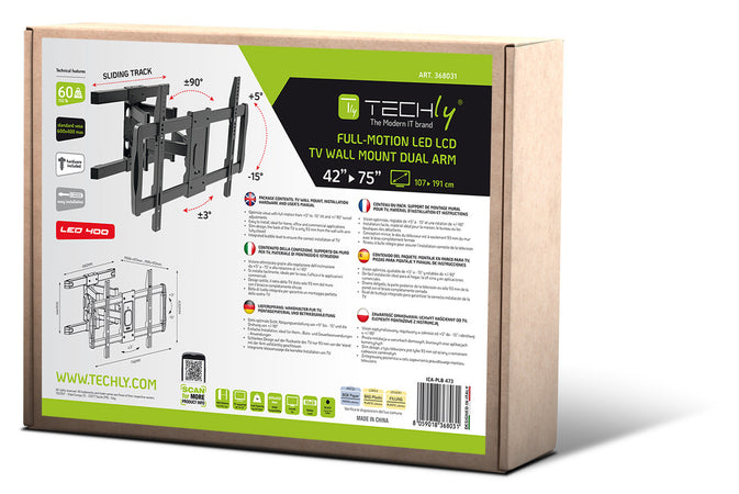 Staffa a Muro con Doppio Braccio per TV LCD 42-75'' Full-Motion