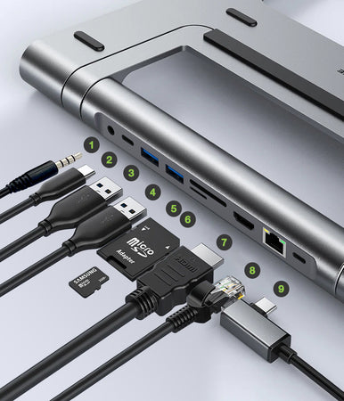 Docking Station USB-C&trade 9 in 1 Hub USB3.1 Stand per Notebook Pieghevole