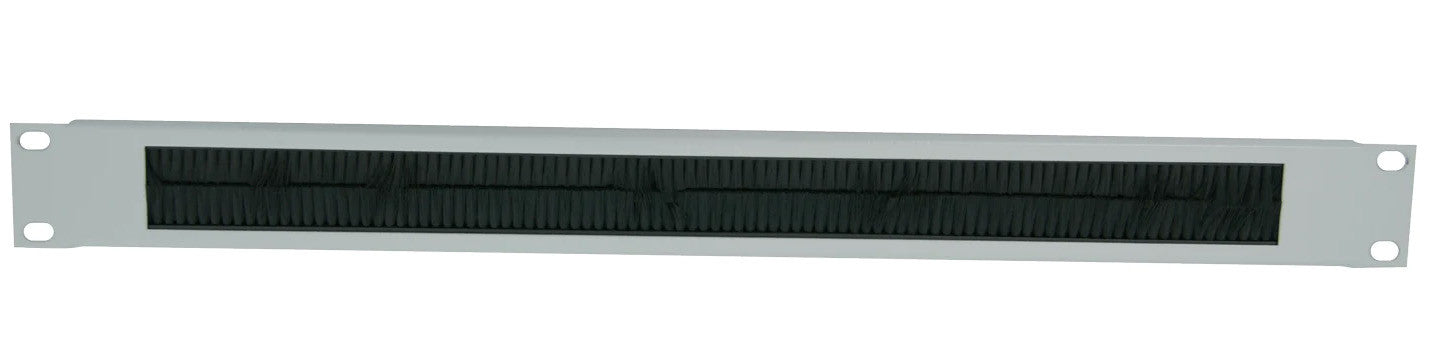 Pannello Passacavi 1U Forato con Spazzola Grigio