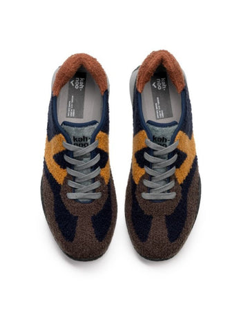 Kehnoo sneakers uomo in tessuto taupe navy KM9730