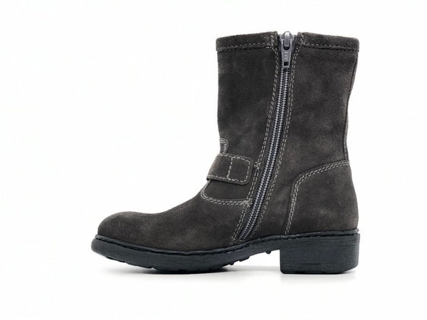 NERO GIARDINI Stivaletti bambina camoscio carbone con fibbie