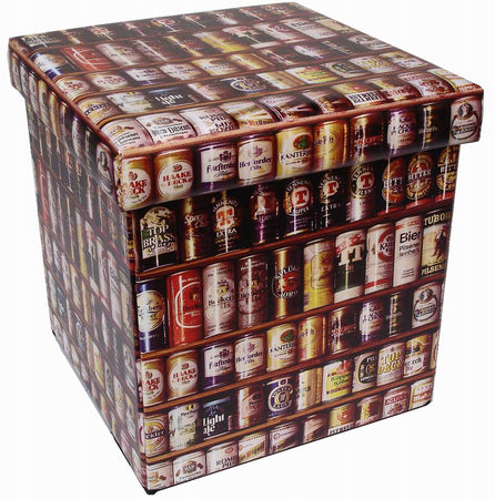 Biscottini Pouf contenitore richiudibile in ecopelle birra Praticissimo 32x32x32