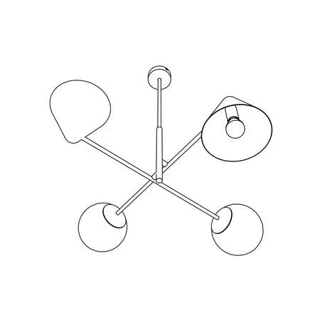 Plafoniera Moderna Industrial Hermes 4 Luci Nero