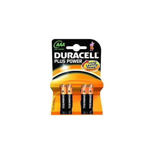 DURACELL PILE ALCALINE AAA 1,5V NON RICARICABILI PLUS POWER CONFEZIONE DA 4 PILE