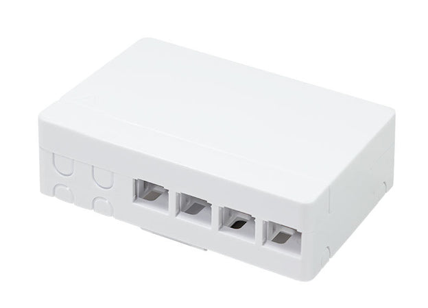 Scatola di connessione indoor FTTH per 4 fibre, 4 adattatori, per guida DIN