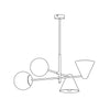 Plafoniera Moderna Industrial Hermes 4 Luci Bianco
