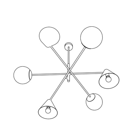 Plafoniera Moderna Industrial Hermes 6 Luci Bianco
