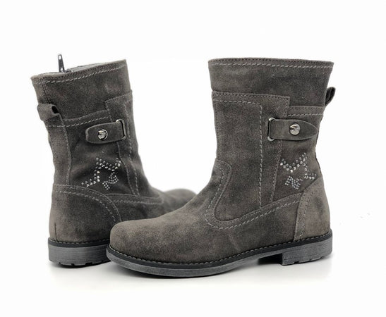 NERO GIARDINI Stivaletti bambina camoscio carbone morbido