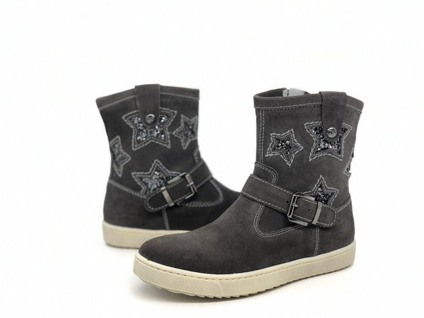 NERO GIARDINI Stivaletto bambina in camoscio carbone