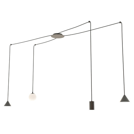 Sospensione Moderna Decentrata Fuji 4 Luci Nera