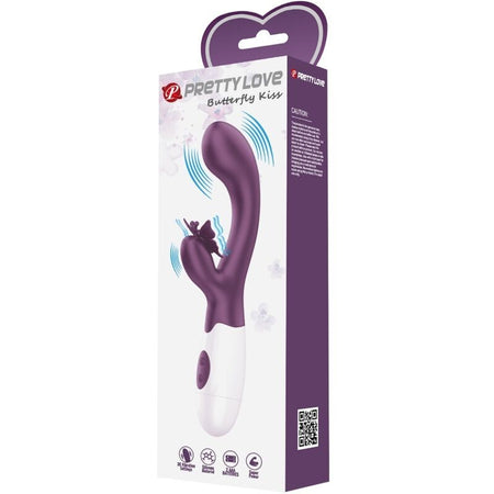 PRETTY LOVE - BUTTERFLY KISS VIBRATORE RABBIT E STIMOLATORE PUNTO G VIOLA