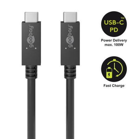 Cavo SuperSpeed USB-C&trade Maschio/USB-C&trade Maschio 100W PD 0.5m Nero