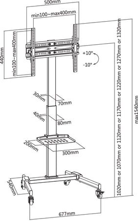 Trolley da Pavimento con Mensola per TV LCD/LED/Plasma 32-55''