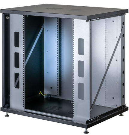 Armadio Rack 19'' a Muro 13U P 600mm L 800mm Porta Vetro Nero