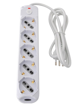 Presa Multipla a 5 Posti Italiana Bipasso/Schuko Spina 10A