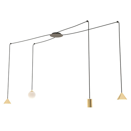 Sospensione Moderna Decentrata Fuji 4 Luci Oro