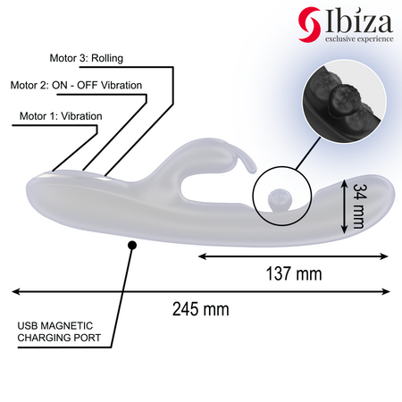 IBIZA POTENTE VIBRATORE RABBIT CON PERLA ROTANTE MASSAGGIANTE