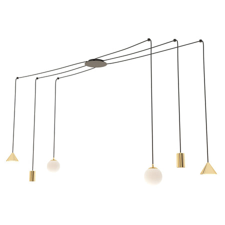 Sospensione Moderna Decentrata Fuji 6 Luci Oro