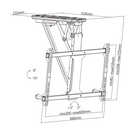 Supporto TV da Soffitto Inclinabile Motorizzato Integrazione Smart Home per TV da 32 a 70''