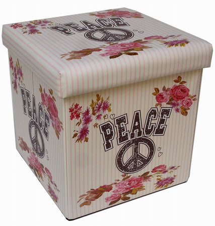 Biscottini Pouf Contenitore Richiudibile Ecopelle Biscottini Sgabello Poggiapiedi 32x32x32